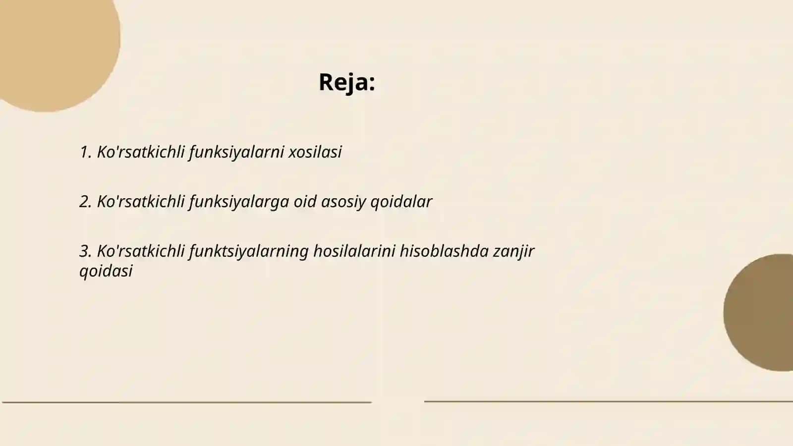Ko’rsatkichli darajali va gipirbolik funksiyalar xosilalarini xisoblash 2