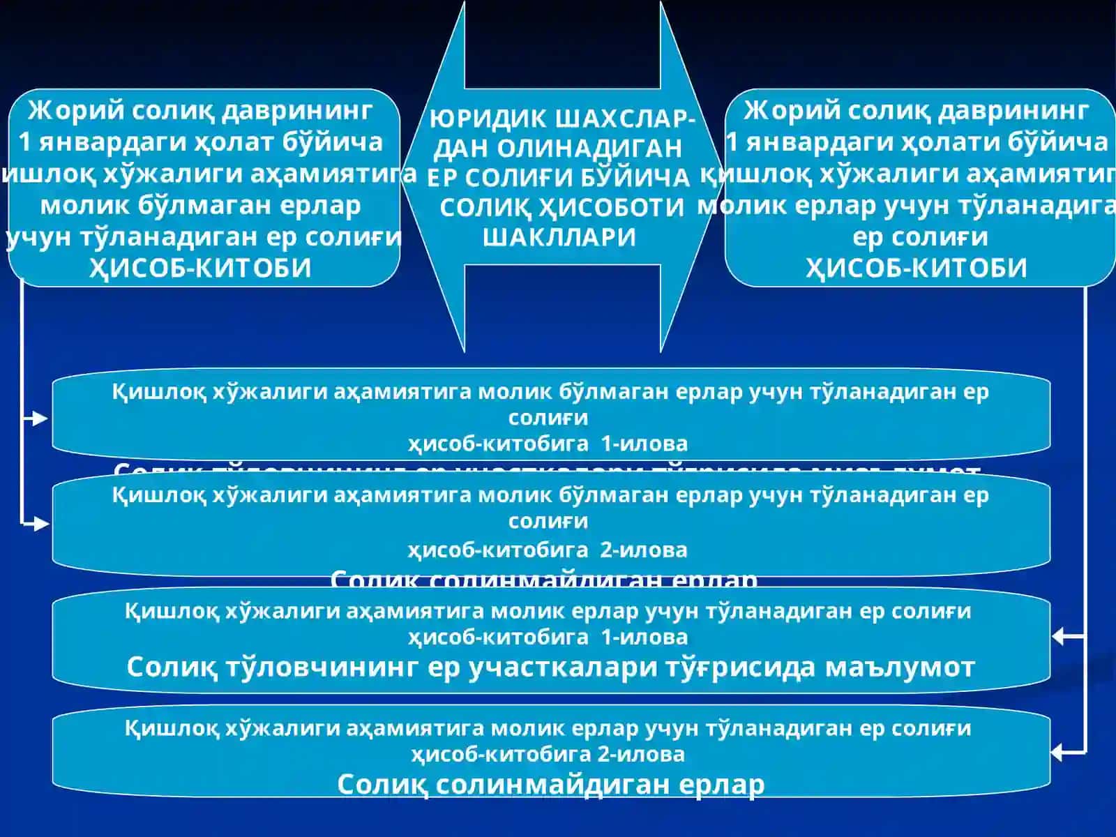 ЮРИДИК ШАХСЛАРДАН ОЛИНАДИГАН ЕР СОЛИҒИ БЎЙИЧА СОЛИҚ ҲИСОБОТИ 2