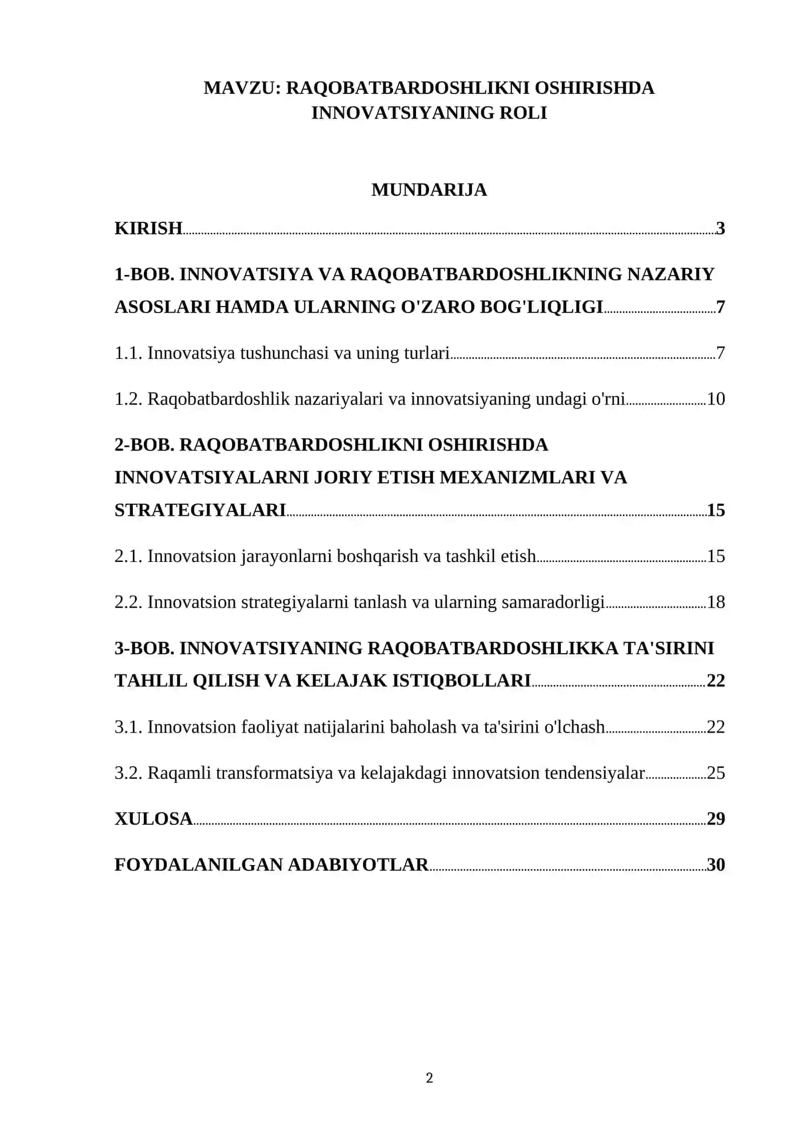 RAQOBATBARDOSHLIKNI OSHIRISHDA INNOVATSIYANING ROLI 2
