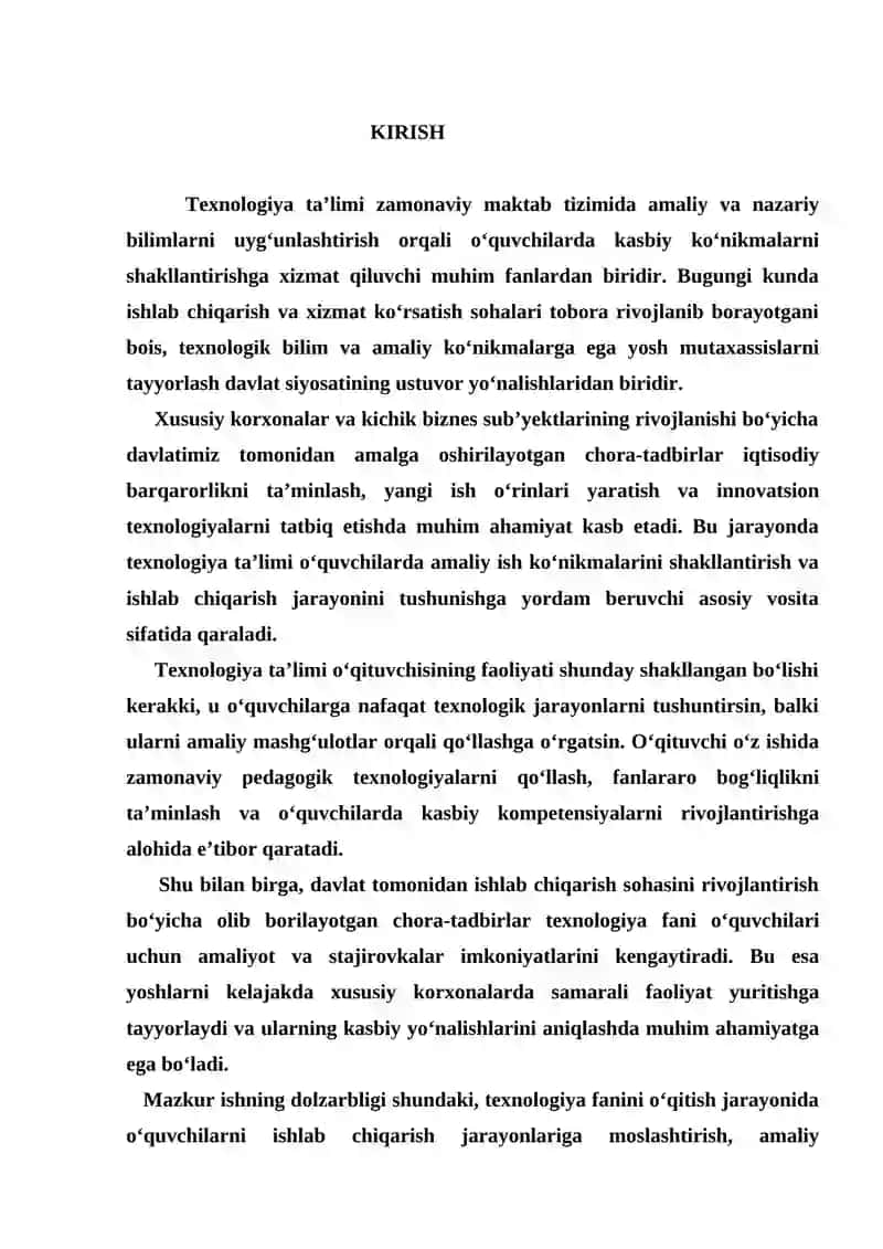 Yupkani bichishga tayyorlash texnologiyasi 2