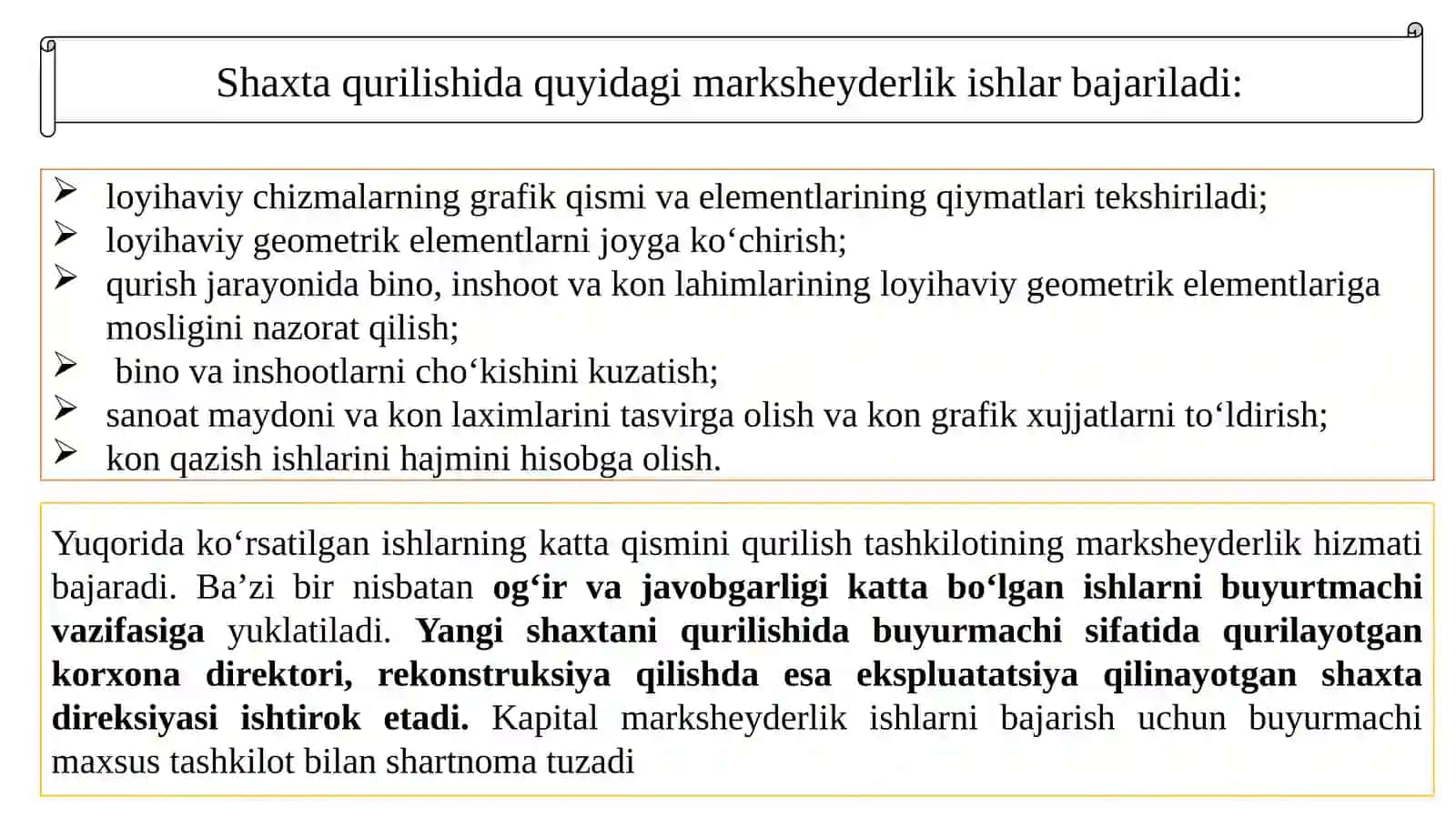 Shahta qurilishida va kon lahimlarini o’tishdagi marksheyderlik ishlar ta`minoti 2