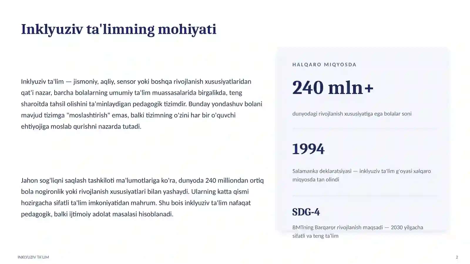 PEDAGOGIK TADQIQOT - Inklyuziv ta'lim 2