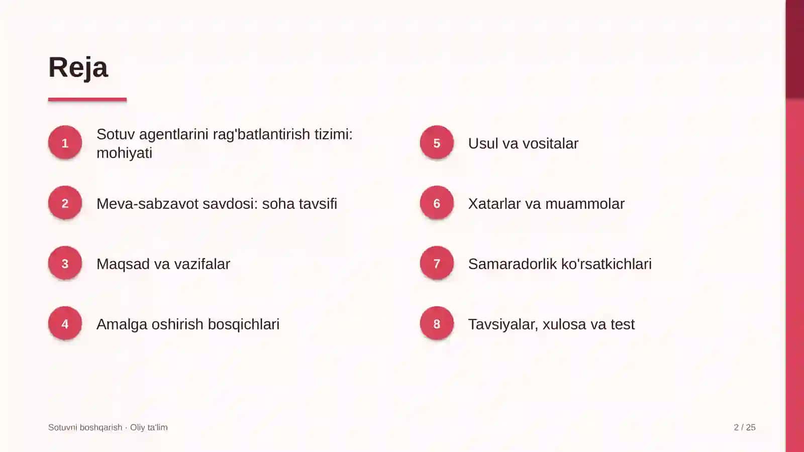 meva sabzavot savdosida sotuv agentlarini rag'batlantirish tizimi 1028 2