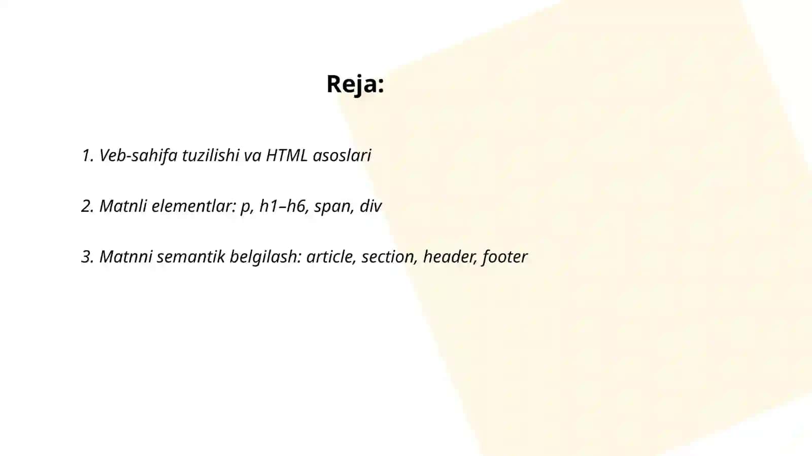 Veb-sahifa HTML asoslari 2