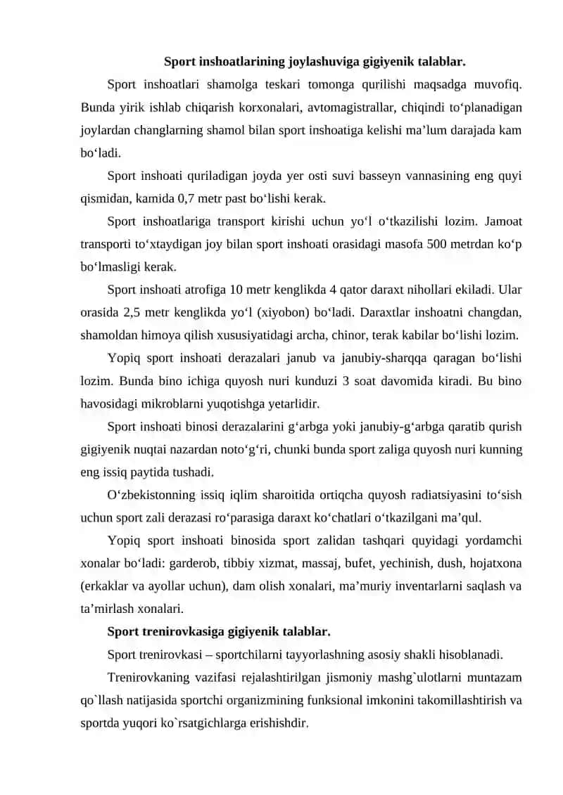 SPORT INSHOOTLARINING IQTISODIY SAMARADORLIGI 2
