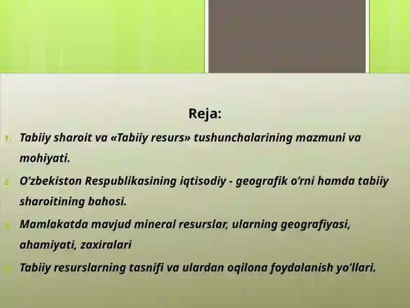 QISHLOQ XO’JALIGIDATABIIY RESURSLAR VA ULARDAN OQILONA FOYDALANISH 2