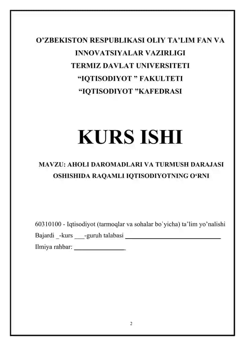 Aholi daromadlari va turmush darajasi oshishda raqamli iqtisodiyot o’rni 2
