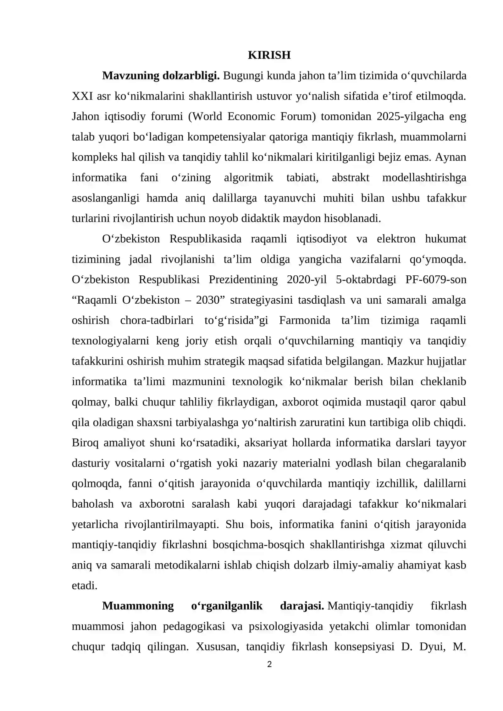 INFORMATIKA TA’LIMIDA MANTIQIY-TANQIDIY FIKRLASHNING NAZARIY ASOSLARI VA AMALIY TAVSIYALAR 2