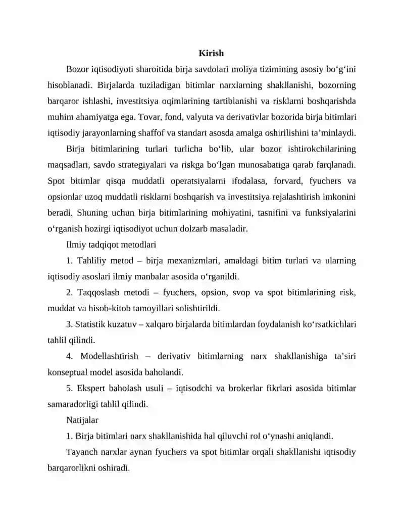 Birja Bitimlari 2