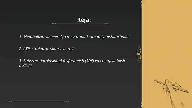 Metabolizm va energiya muvozanati 2