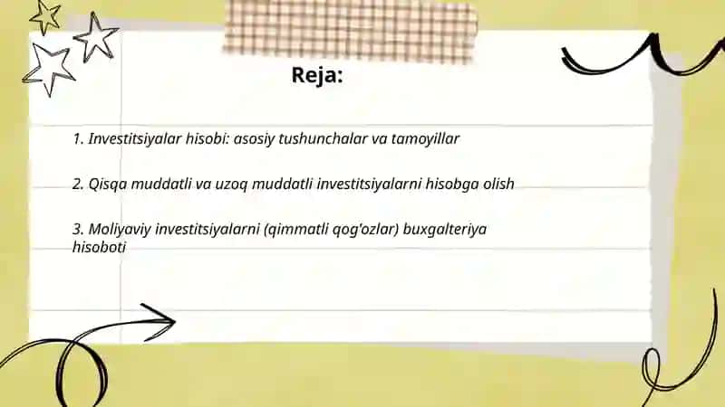 Investitsiyalar hisobi 2