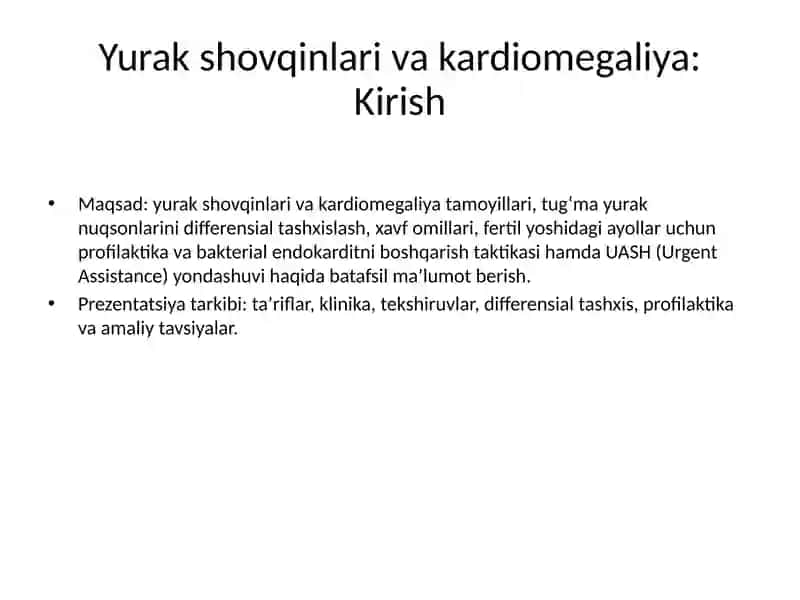 Yurak shovqinlari va kardiomegaliya 2
