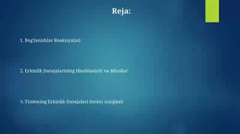 Bog'lanishlar Reaksiyalariga 2