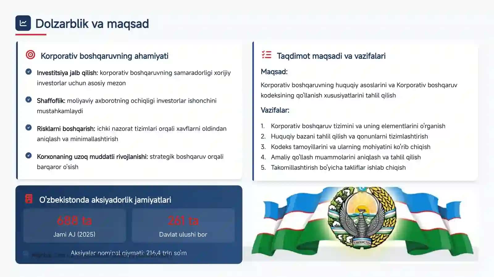Korporativ boshqaruvning HUQUQIY ASOSLARI 2