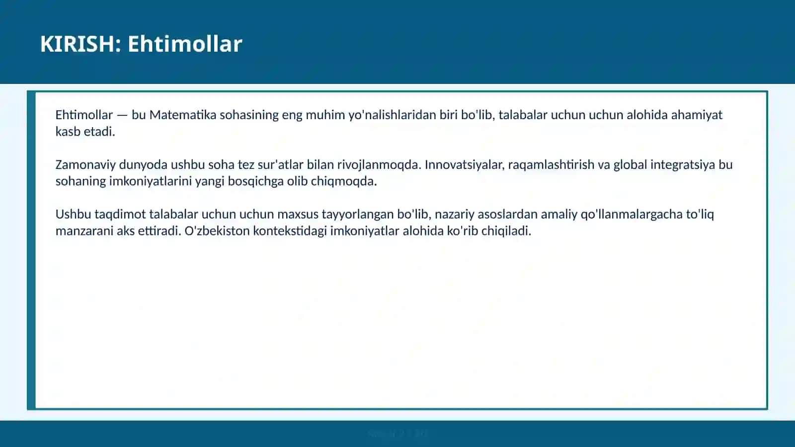 Ehtimollar 2