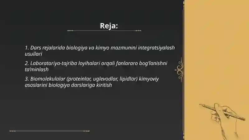 Biologiyani o‘qitishda kimyo fani bilan fanlararo bog‘lanishni amalga oshirish yo‘llari 2