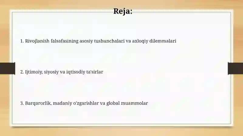 Rivojlanish falsafasi 2