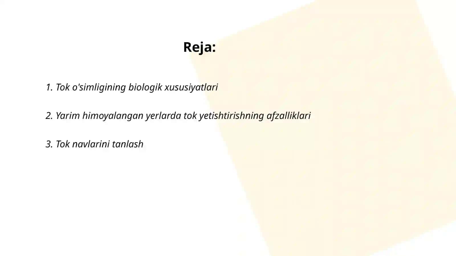 Tok õsimligini yarim himoyalangan yerlarda yetishtirish 2