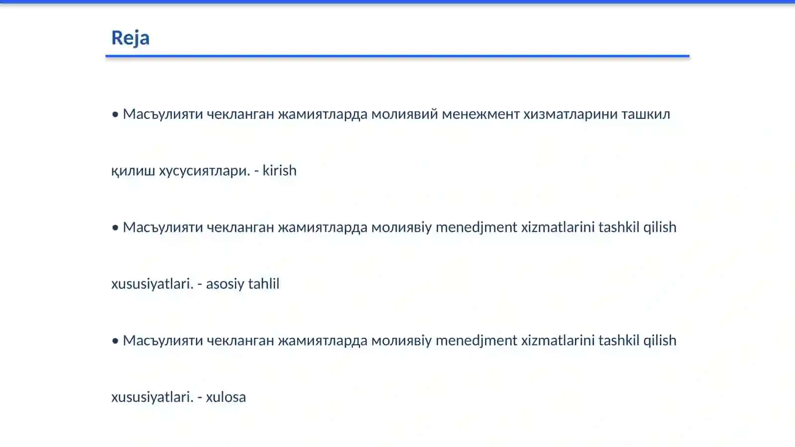 Масъулияти чекланган жамиятларда молиявий менежмент хизматларини ташкил қилиш хусусиятлари 2