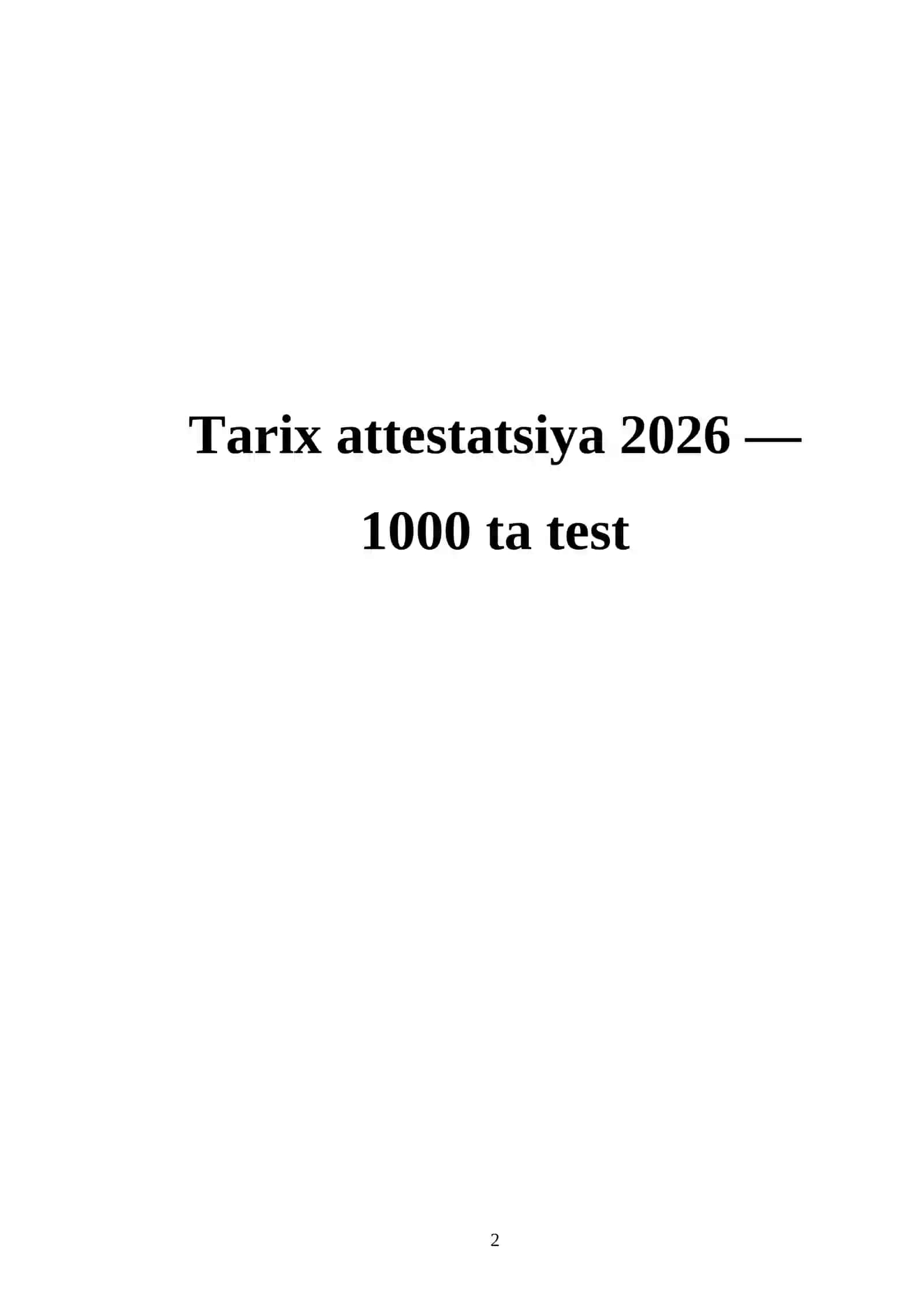 Tarix attestatsiya 2026 — 1000 ta test 2