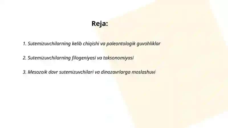 Sutemizuvchilar ekologiyasi kelib chiqishi va evolyutsiyasi 2