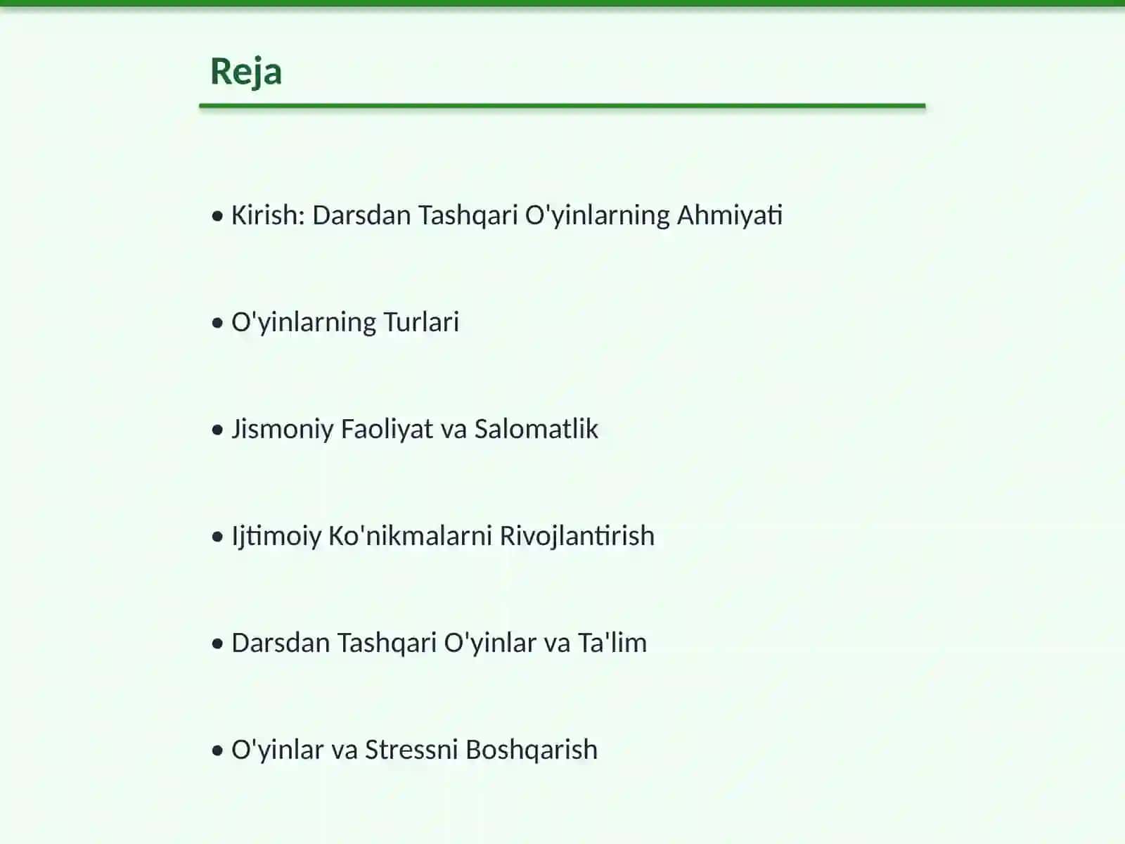 Darsdan Tashqari O'ynaladigan Harakatli O'yinlari 2