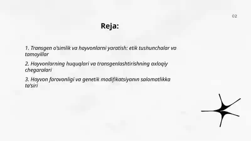 Transgen o'simlik va hayvonlar i yaratish va ulardan foydalanishning etik jihatlari 2