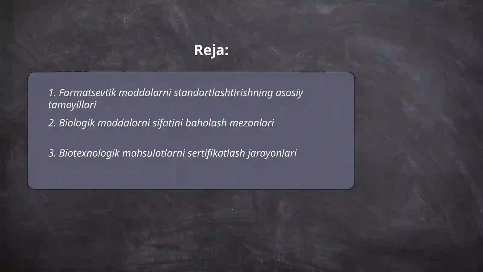 Farmatsevtik moddalar sifatini standartlashtirish. Biologik va biotexnologik moddalarni tartibga solish xususiyatlari 2