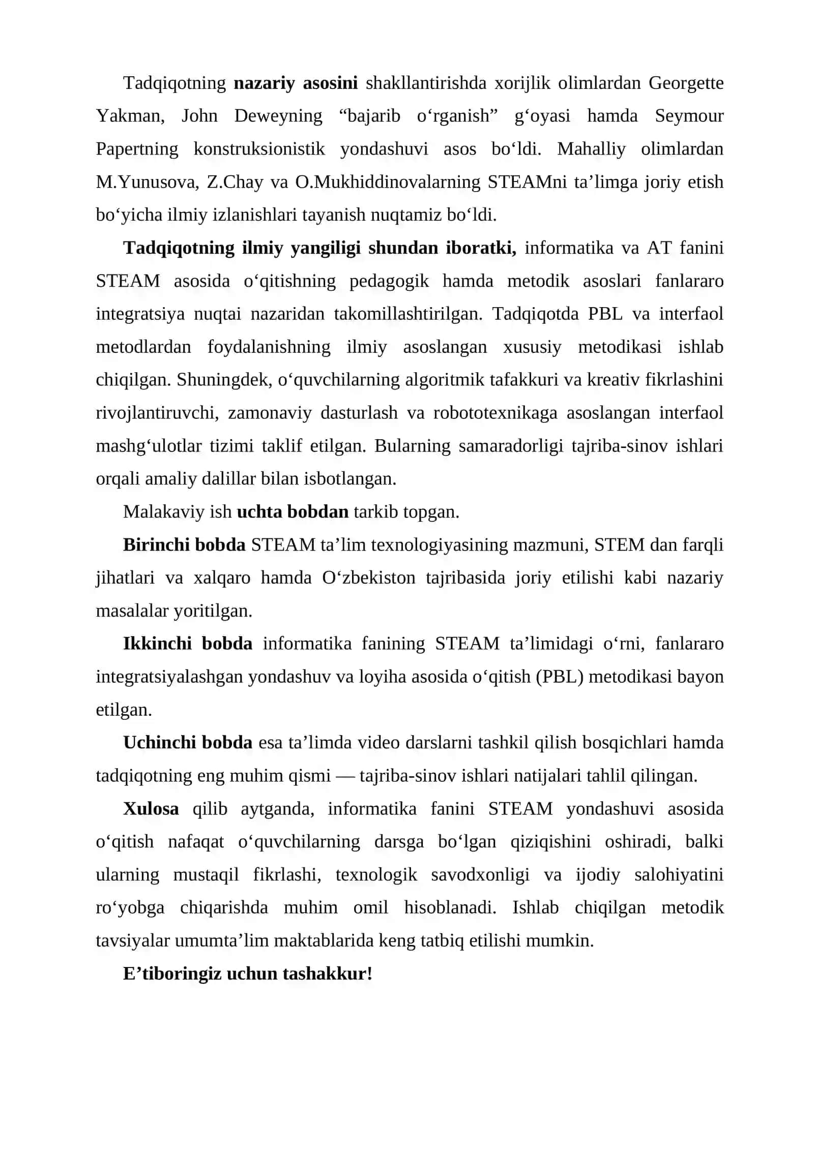 Informatika va AT fanini STEAM yondashuvi asosida o‘qitish metodikasi 2