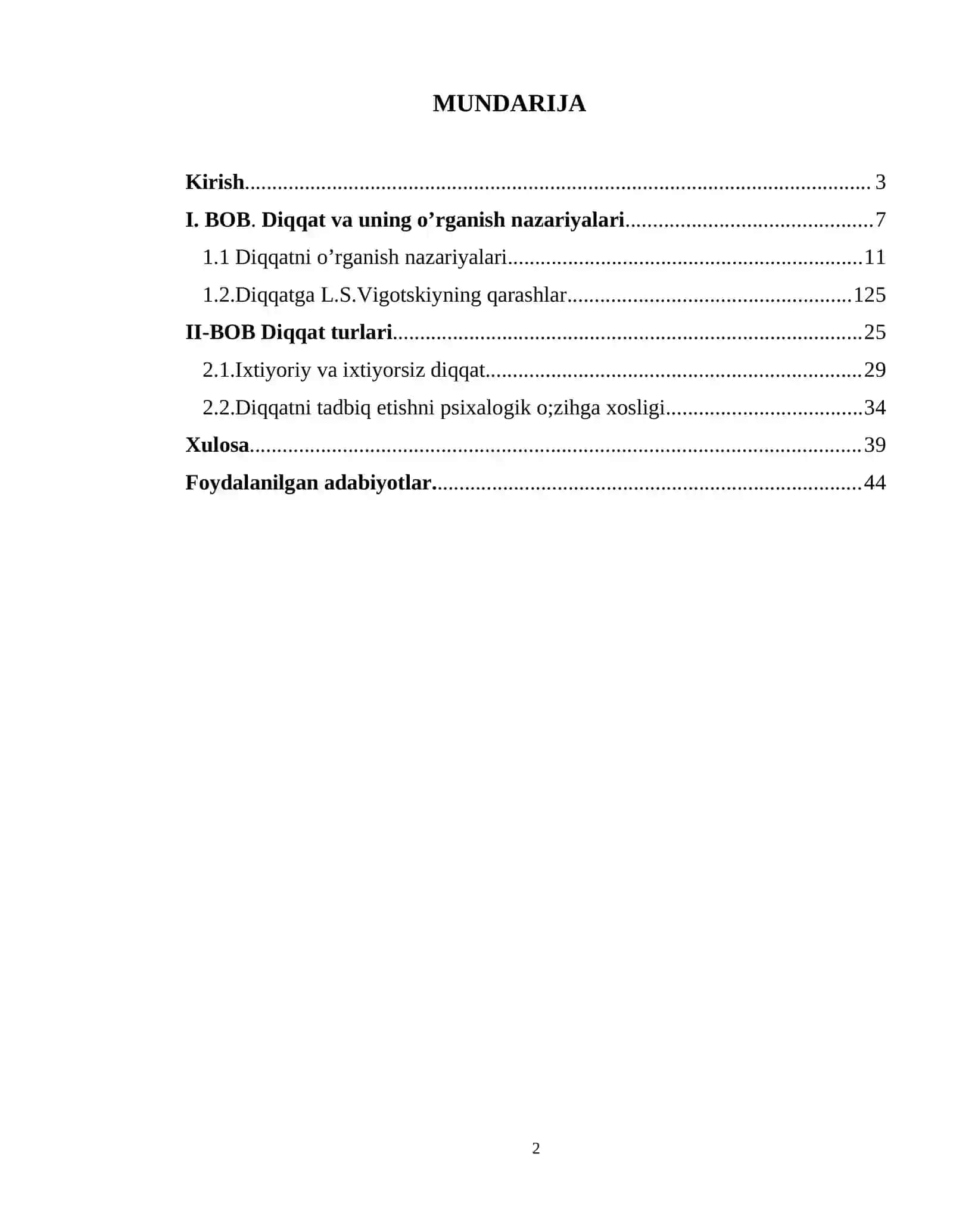 Diqqatning psixologik nazariyasi 2