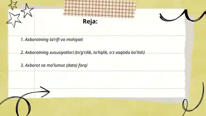 Axborot nima va uning manbalari qaysilar 2