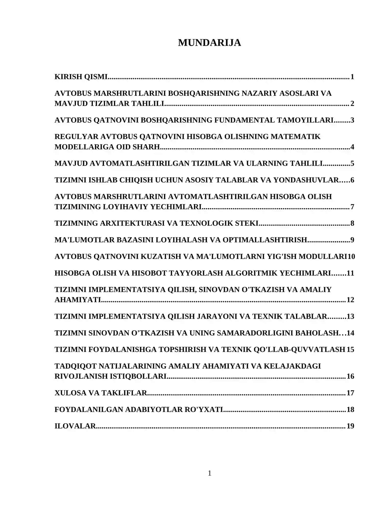 Avtobusni regulyar marshrut boʻyicha harakatlanishni hisobga olishni avtomatlashtirilgan tizimini ishlab chiqish 2