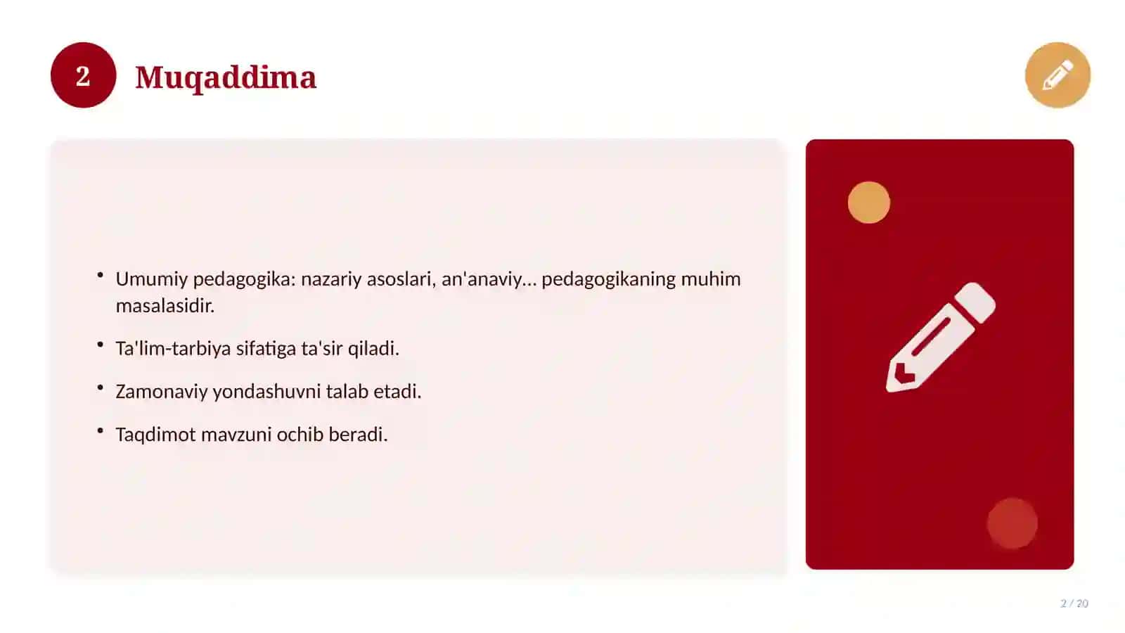 Umumiy pedagogika: nazariy asoslari, an'anaviy yondashuvda (Kurs ishi) 2