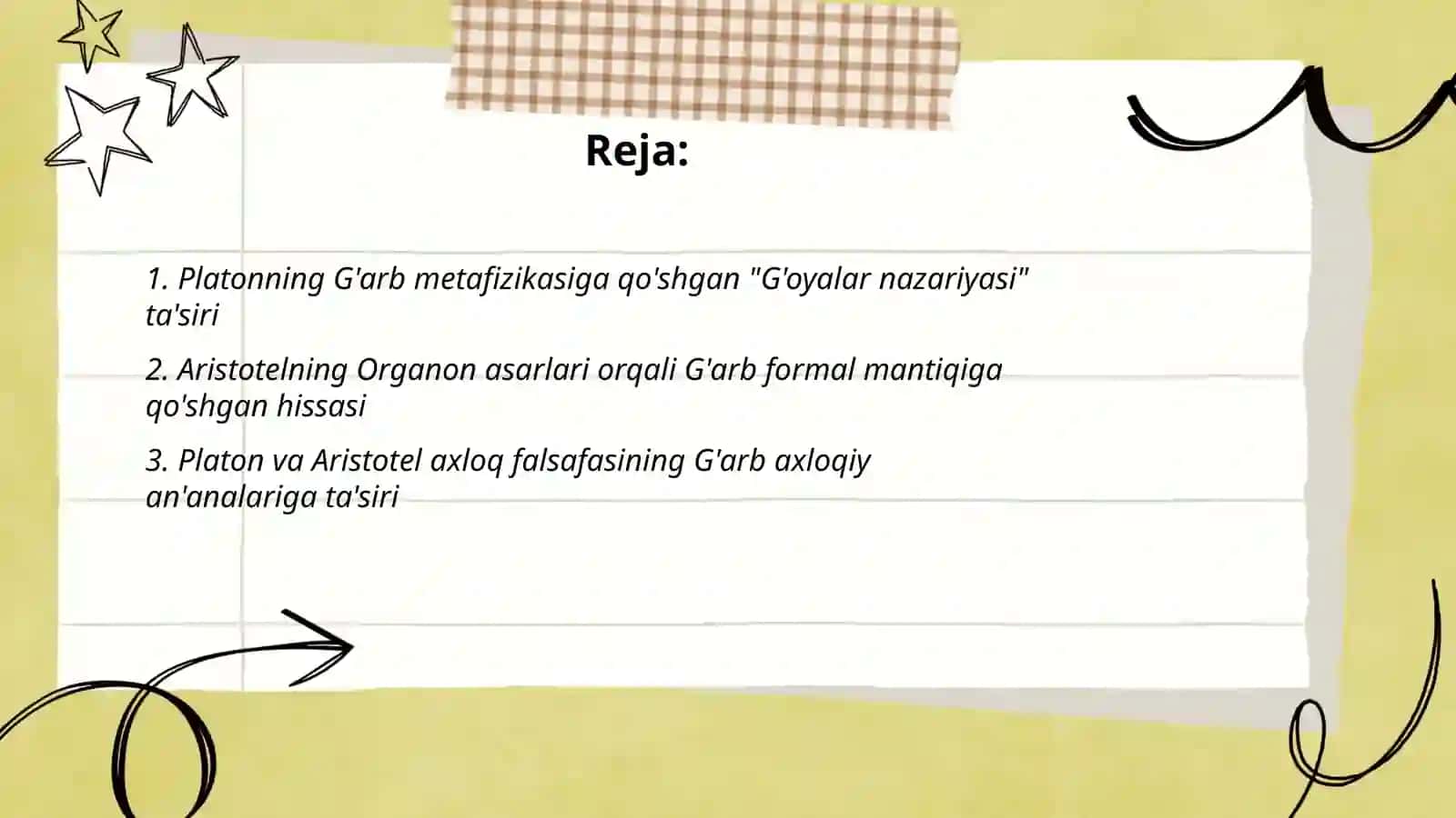 Platon va Aristotel falsafasini G'arb falsafiy rivojiga qo'shgan eng muhim hissasi nimada? 2