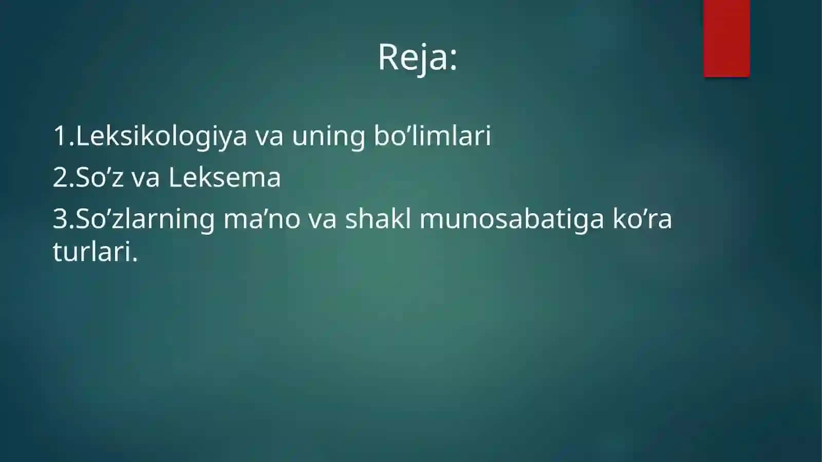 Leksikologiyavauningbo'limlari.So'zvaleksema.So'zlarningma'novashaklmunosabatigako'raturlari 2