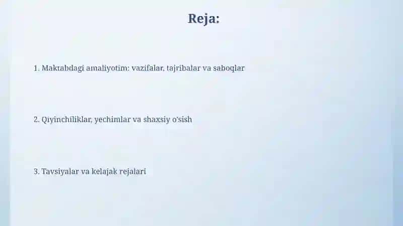 Boshlang’ich sinfiga 1 oylik amaliyot o’tagani bordim 2
