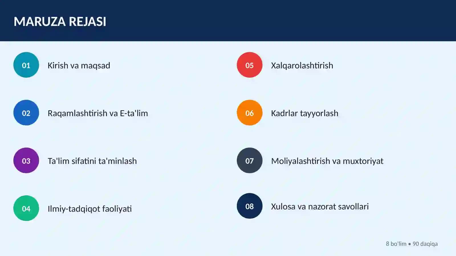 OLIY TA'LIM TIZIMINI MODERNIZATSIYALASHNING USTUVOR YO'NALISHLARI 2
