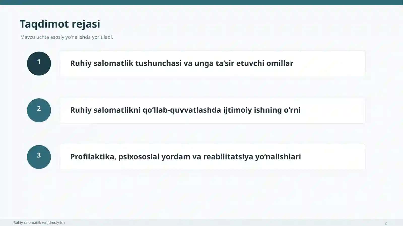 Ruhiy Salomatlik va Ijtimoiy Ish 2