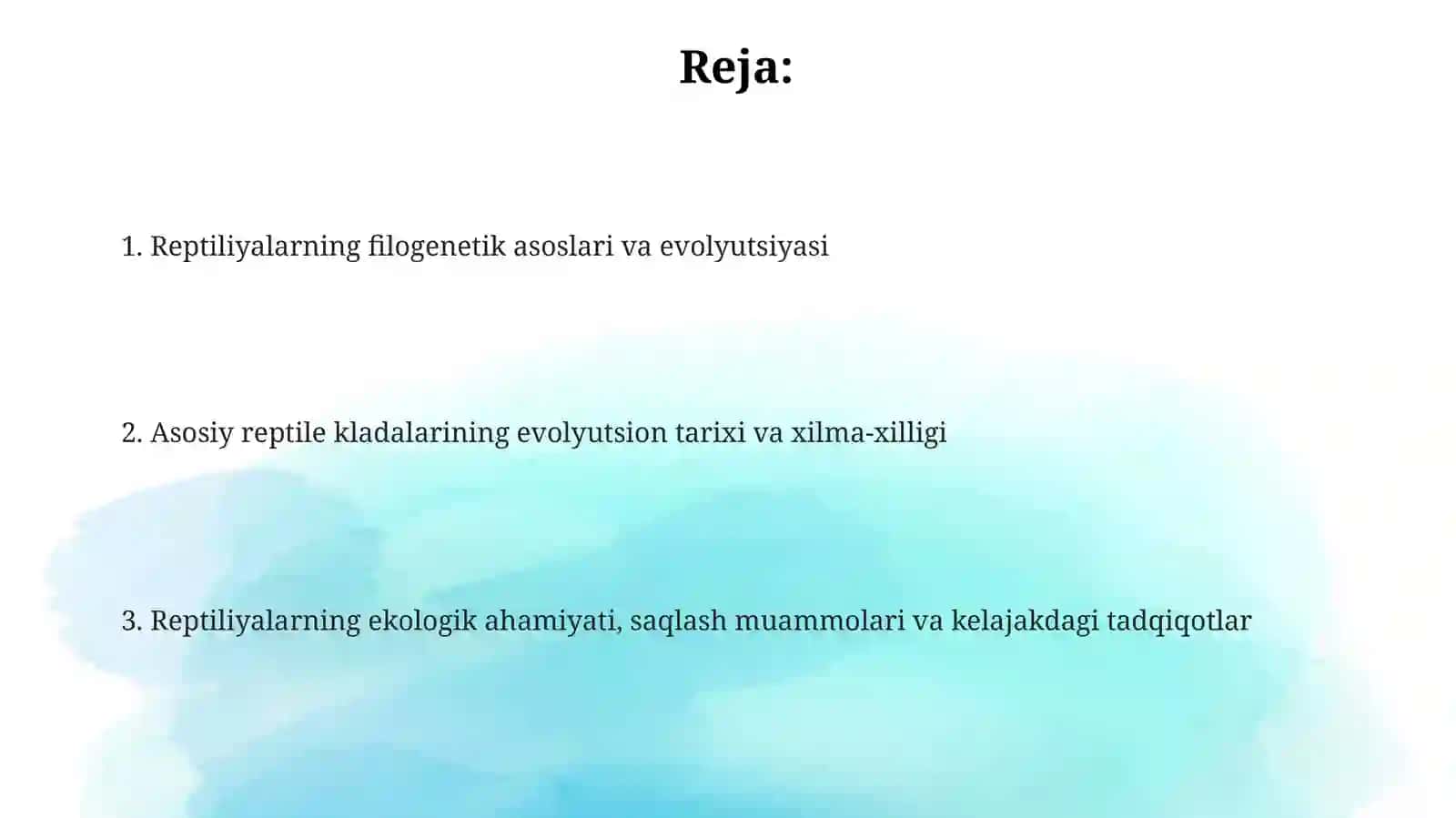 Reptiliyalarning filogeniyasivaevolyutsiyasi 2