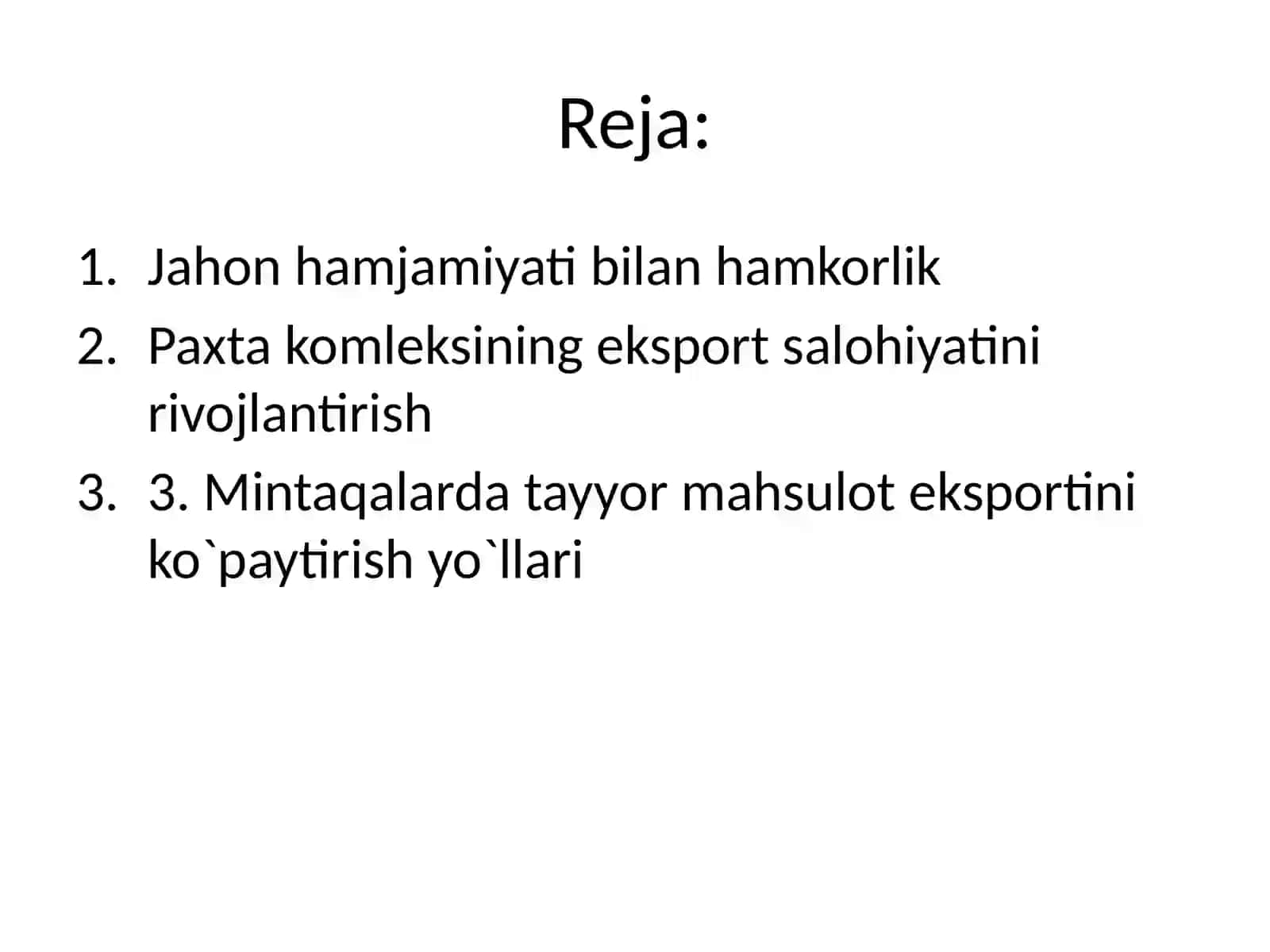 Mintaqalarning tashqi iqtisodiy aloqalari va eksportni ko'paytirish yo'llari 2