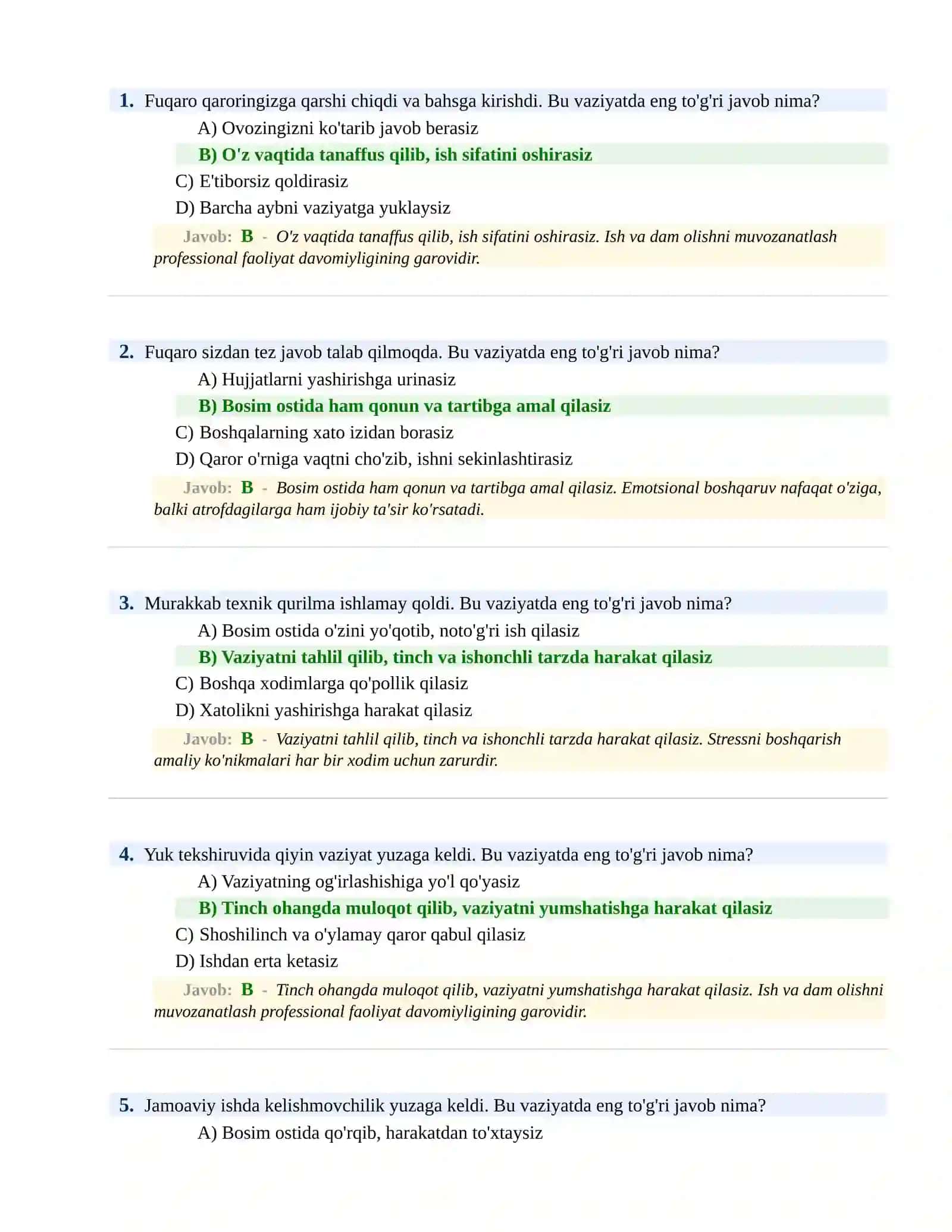 BOJXONA XIZMATIGA ISHGA KIRISH PSIXOLOGIK SINOV Testlari 2