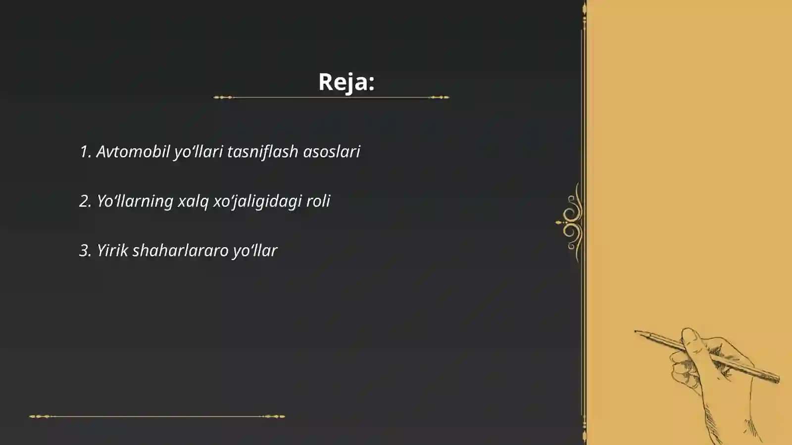 Avtomobil yoʻllarining sinflarga boʻlinishi va xalq xoʻjaligidagi axamiyati 2