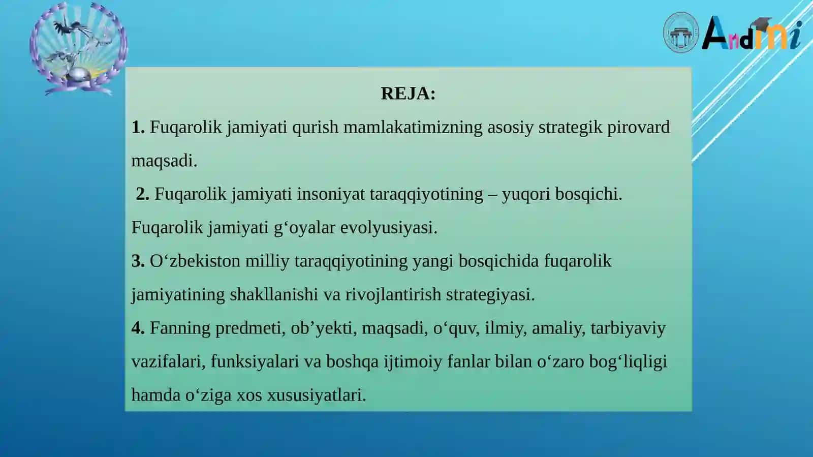 Fuqarolik Jamiyati Qurish Mamlakatimizning Asosiy Strategik Pirovard Maqsadi 2