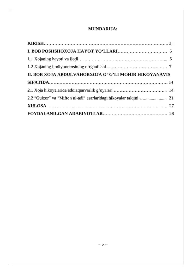 Xoja kurs ishi 2