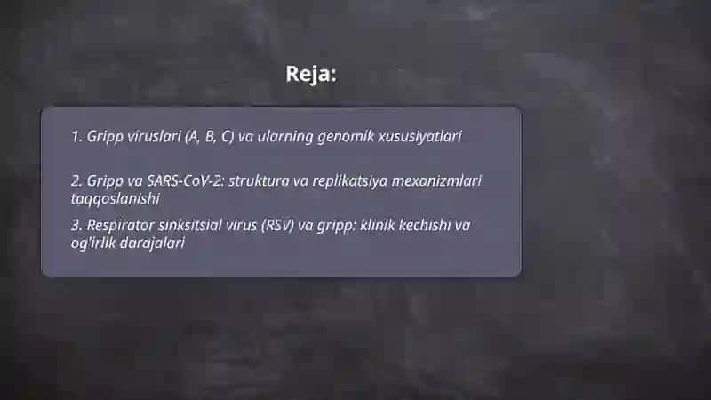 RESPIRATOR VIRUSLAR: GRIPP VA BOSHQA RESPIRATOR VIRUSLI INFEKSIYALARNING QIYOSIY TAHLILI 2