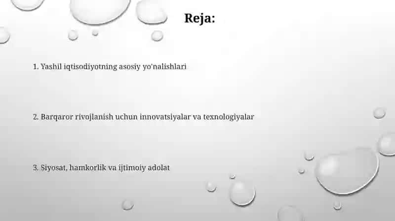 Yashil iqtisodiyotni rivojlanish yo'llari 2