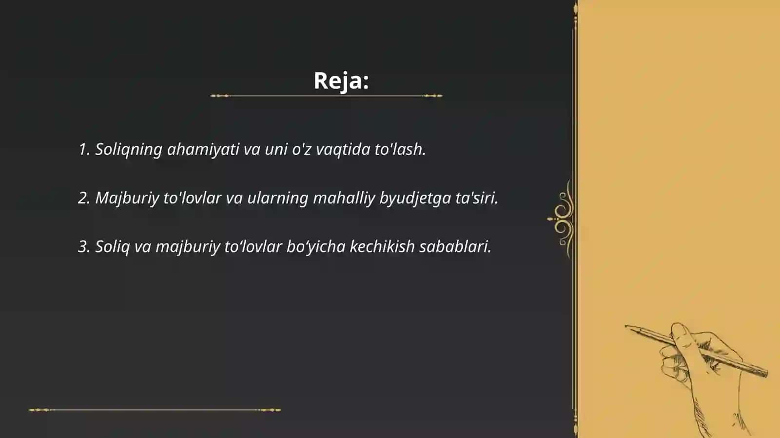 Soliq va majburiy toʻlovlarni õz vaqtida toʻlamaslik 2