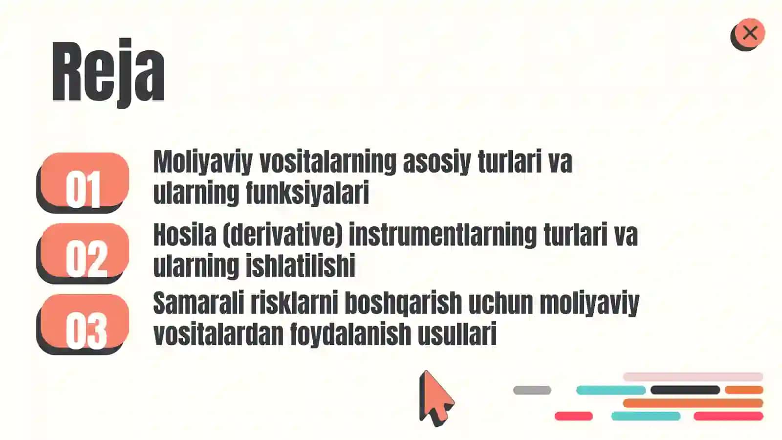 Moliyaviy vositalar: asosiy va hosila(derivative) instrumentlar 2