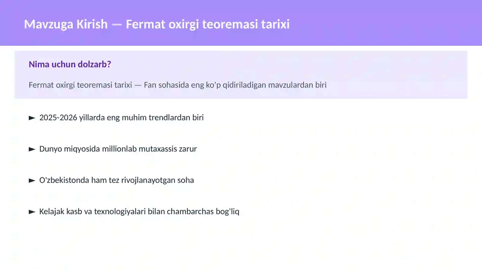 Fermat oxirgi teoremasi tarixi 2