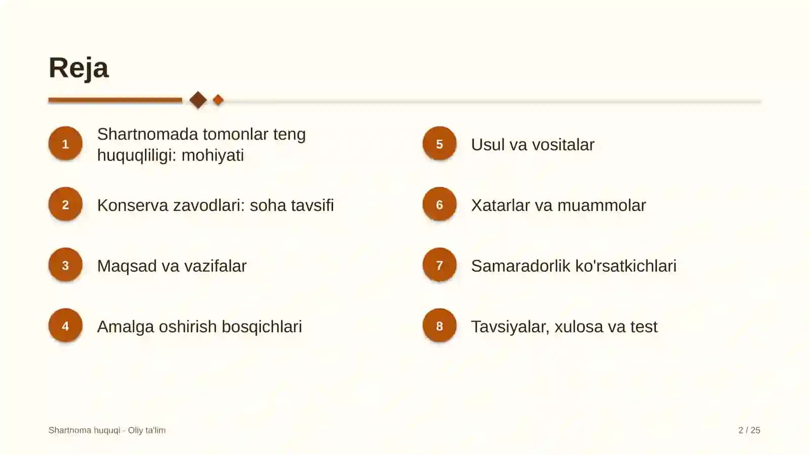 Konserva zavodlarida shartnoma tuzishda tomonlarning teng huquqliligini ta'minlash 2